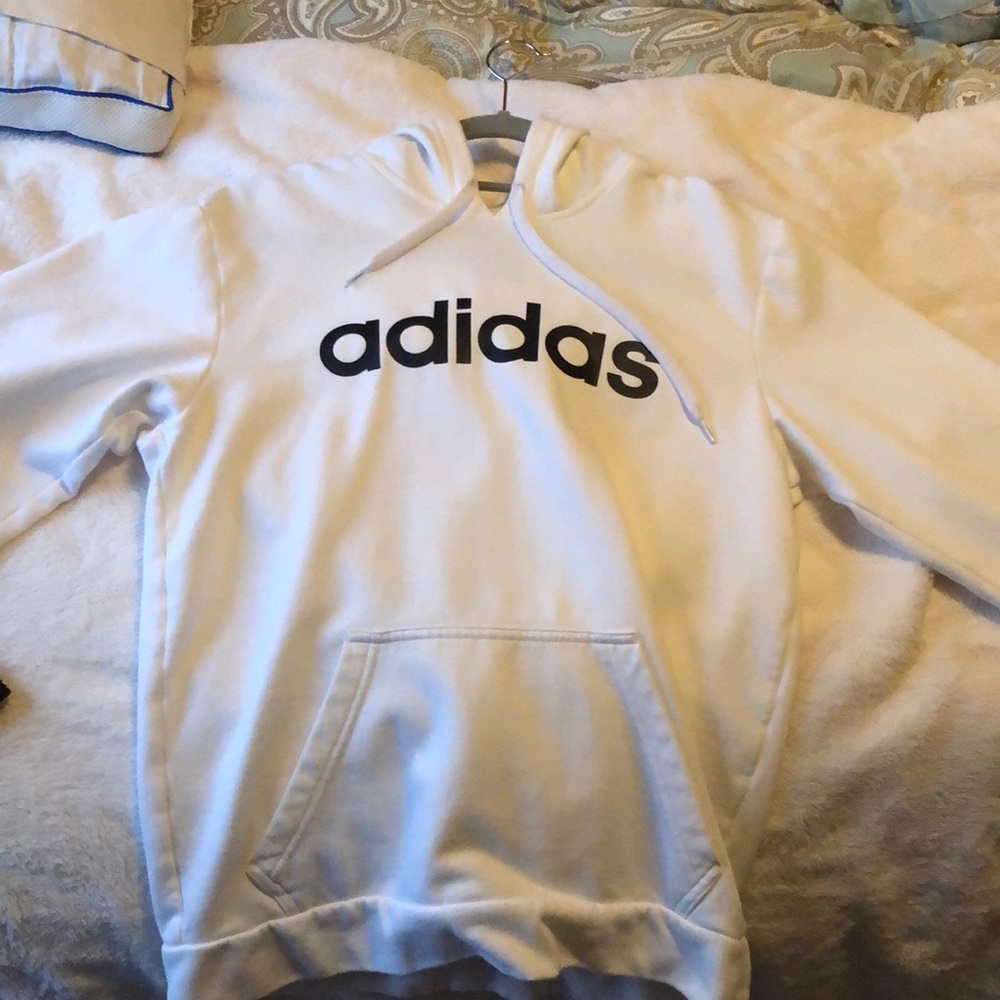 Men’s White w/ Black Logo Adidas hoodie